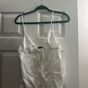 Zara White Satin Camisole Top